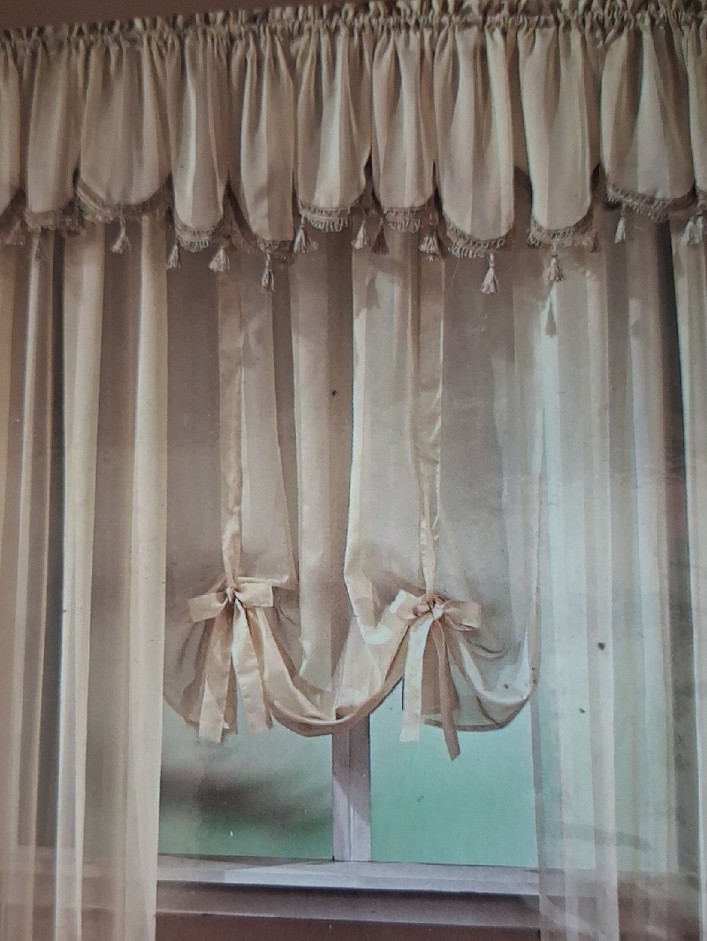 Brown Tie-Up Window Curtain